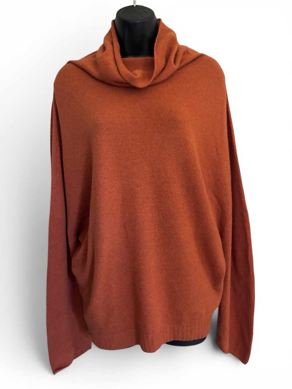Peter O. Mahler Terracotta Rust Cowl Neck Cashmere Wool Fall Autumn Sweater Sz L